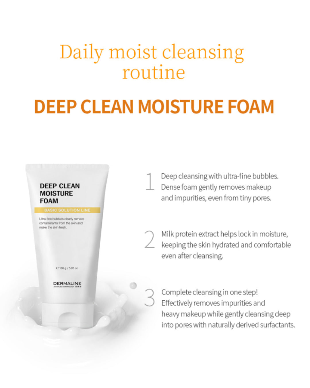 Dermaline Deep Clean Moisture Foam 150g