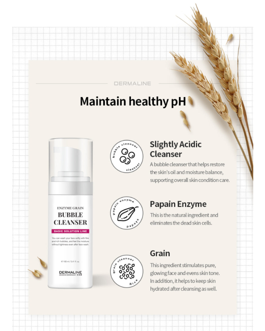 Dermaline Enzyme Grain Bubble Cleanser 160ml