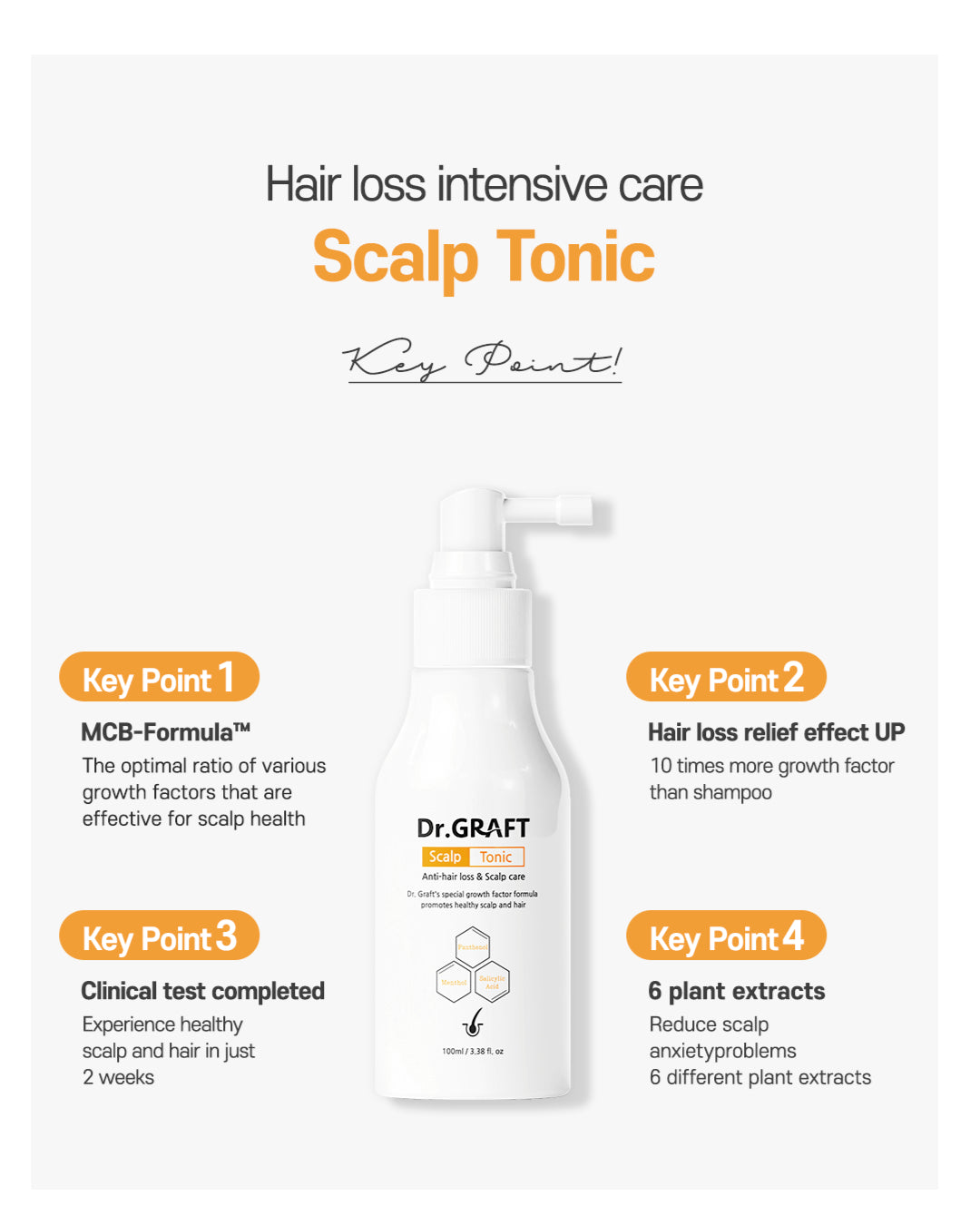 Dr.GRAFT Scalp Tonic Spray 100ml — 10x Concentrated Growth Factor Scalp Tonic